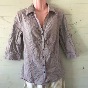 Apt 9 Maroon & White Striped Women's Blouse Large